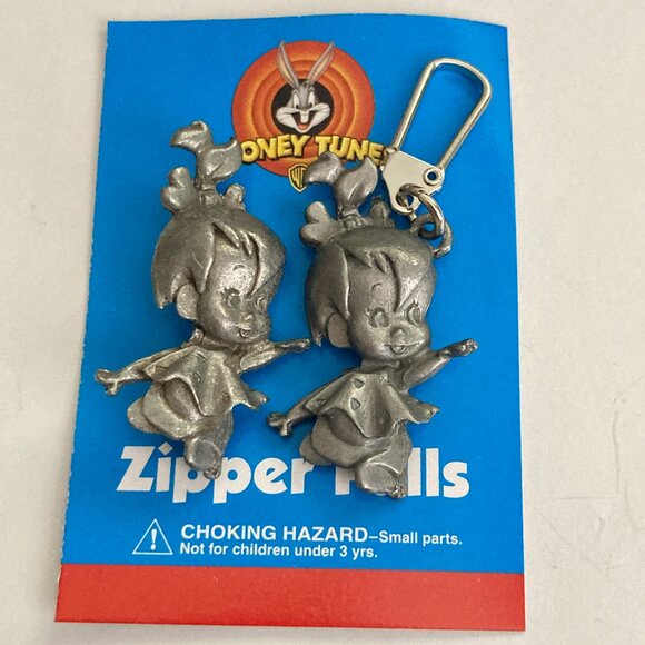 Vintage Pebbles Flintstone Pin Zipper Pull Set Warner Bros Purse Backpack Charm - Picture 5 of 9